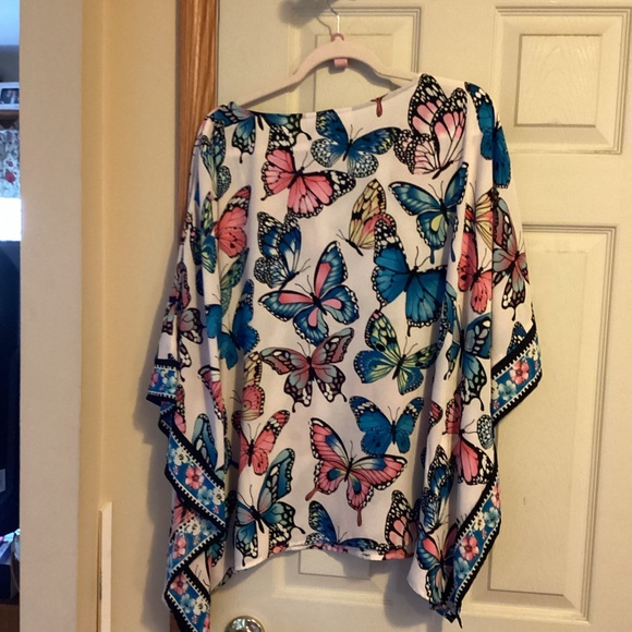 Quacker Factory poncho butterfly print size XL - Picture 1 of 4